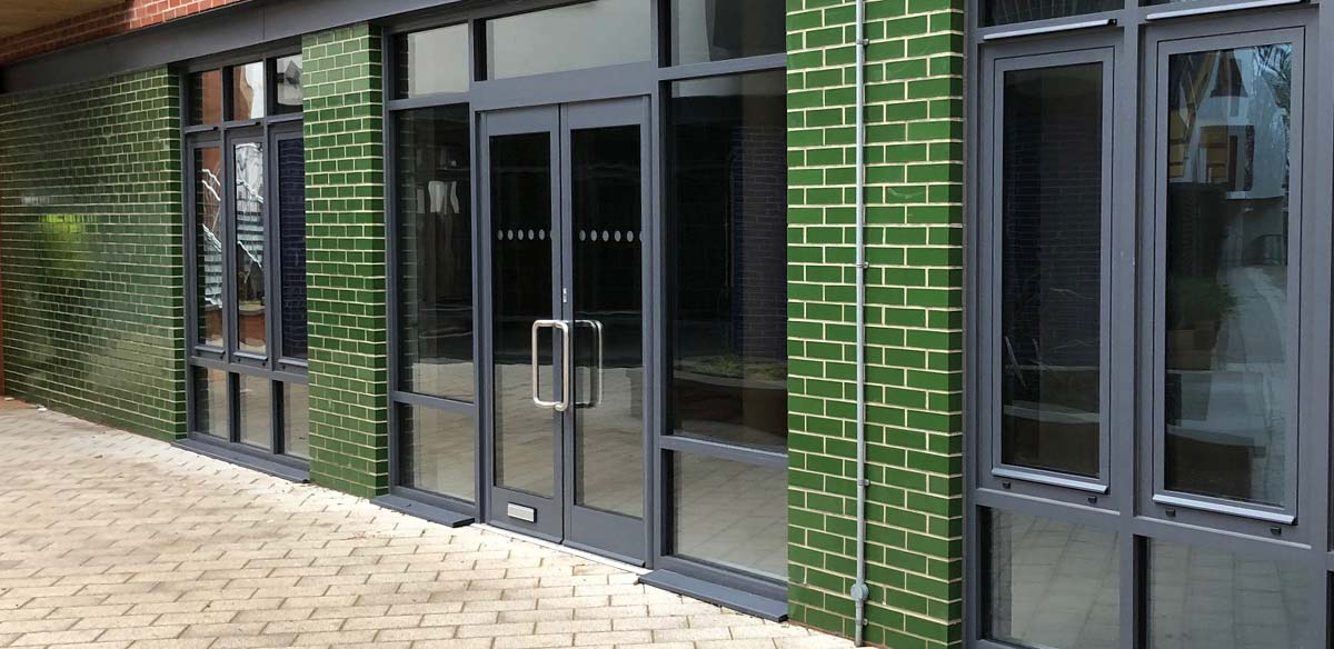 Commercial aluminium door installation for the Paintworks in Bristol