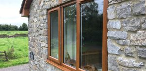 Double glazed upvc window in timber effect style with oak finish