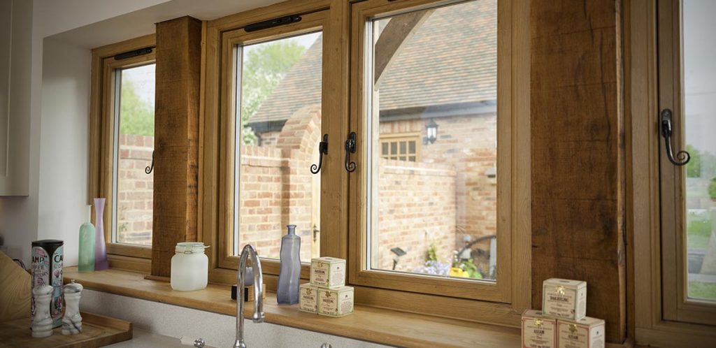 Timber look uPVC windows manufactured using the Residence 9 profile