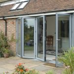 Grey aluminium bi-folding doors