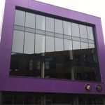 Large span of aluminium curtain walling for quirky building