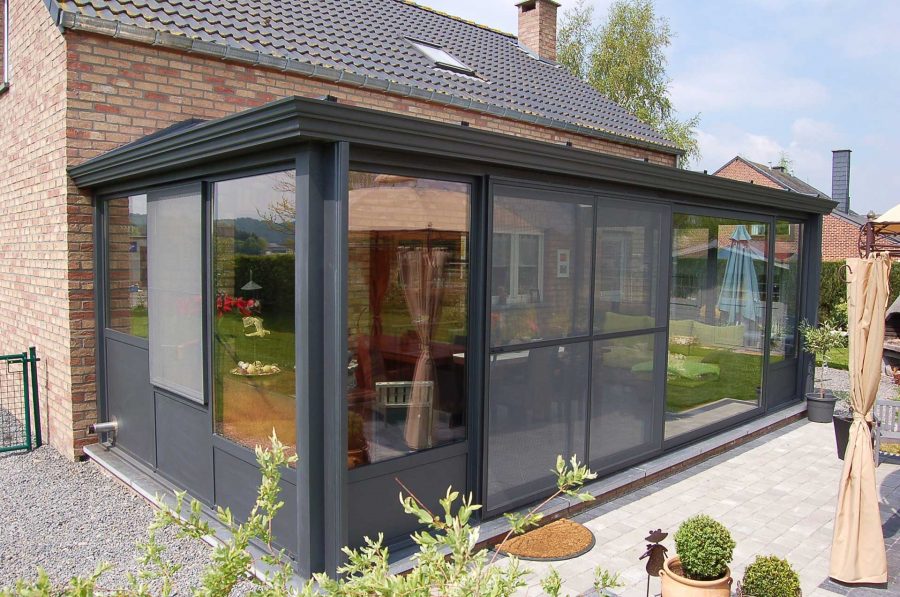 Black aluminium conservatory roof