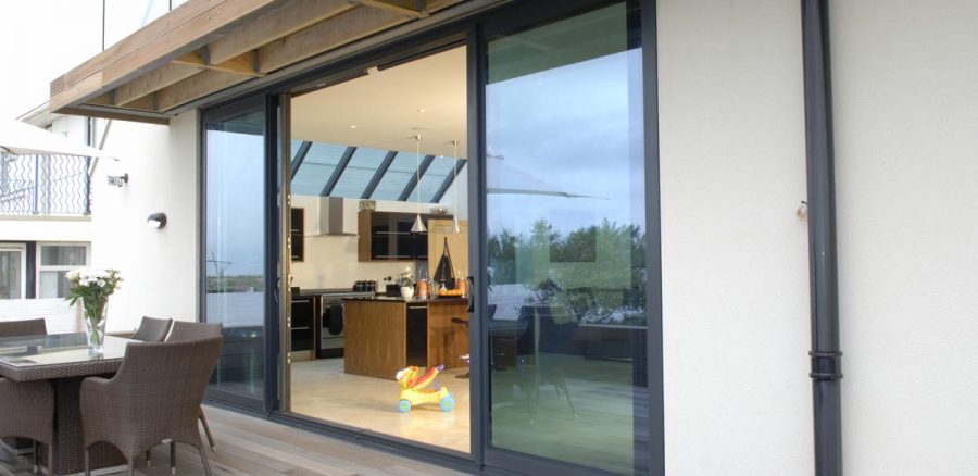 Black aluminium sliding door