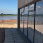 Grey aluminium window wall
