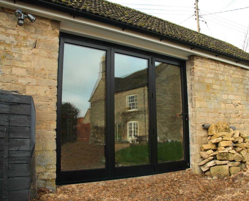 Black aluminium bifolding doors