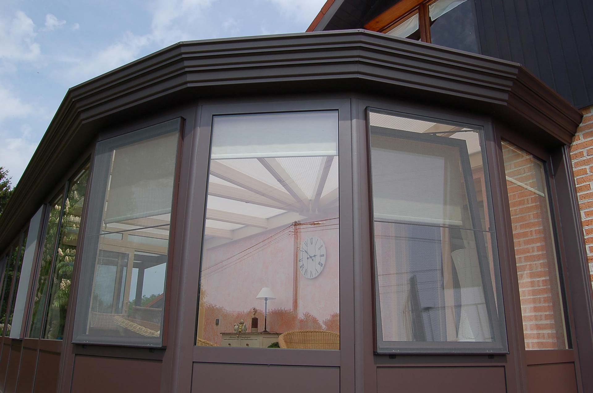 Brown aluminium conservatory installed