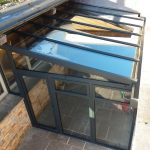 Aluminium conservatory glazed roof for lean-to conservatory installation
