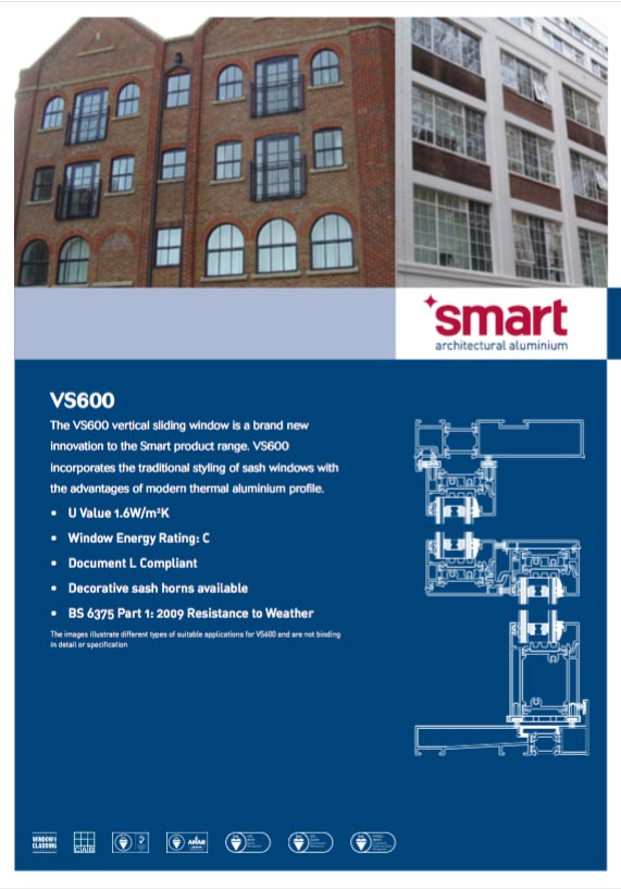 Smart VS600 aluminium windows datasheet