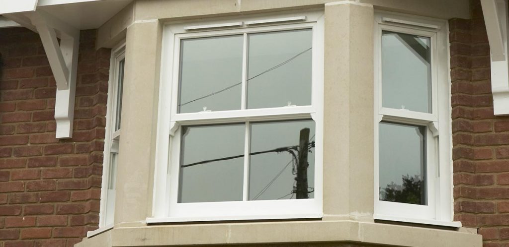 White uPVC vertical sliding windows