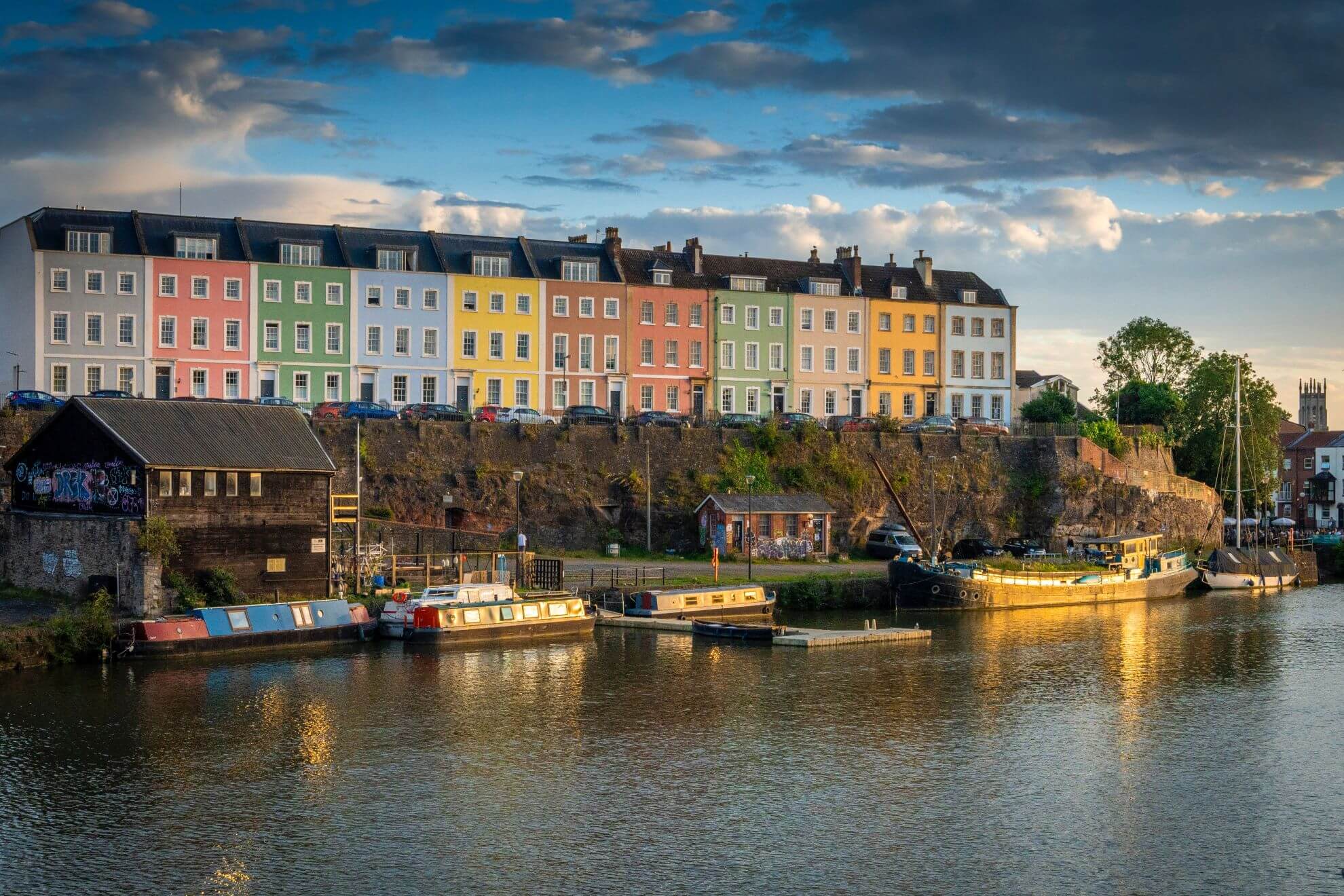 Harbour side houses in colours